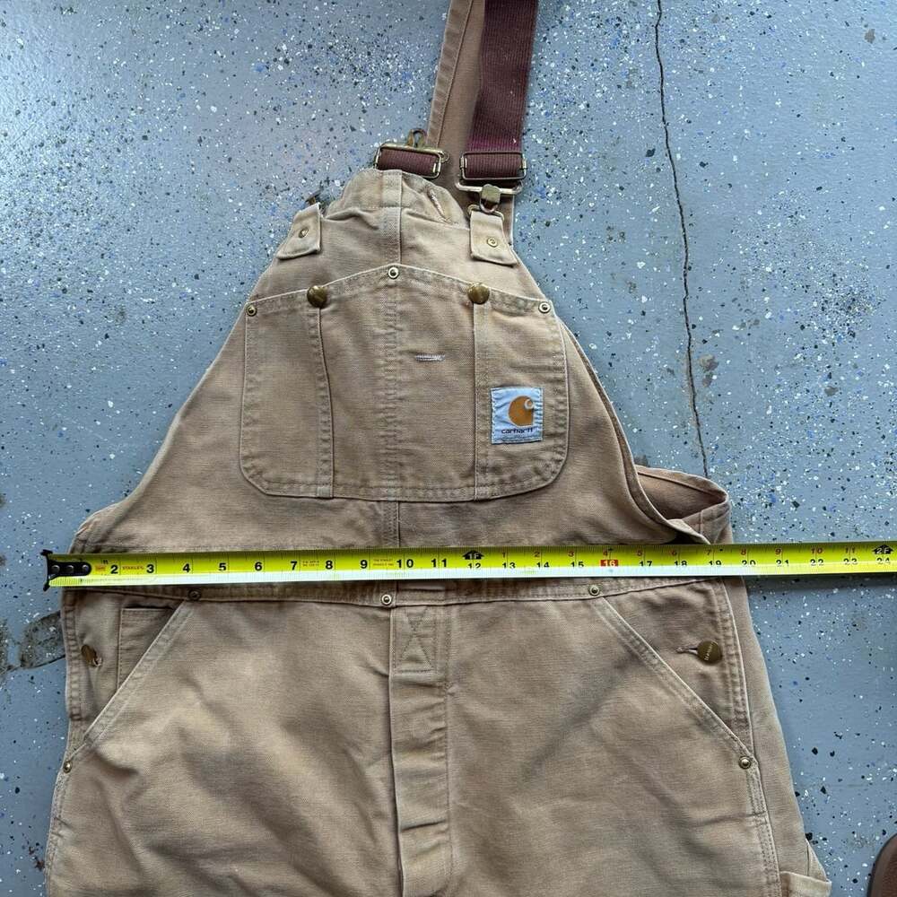 Carhartt R01 Double Knee Work Overalls Size 38x32 Tan Duck - Picture 5 of 8
